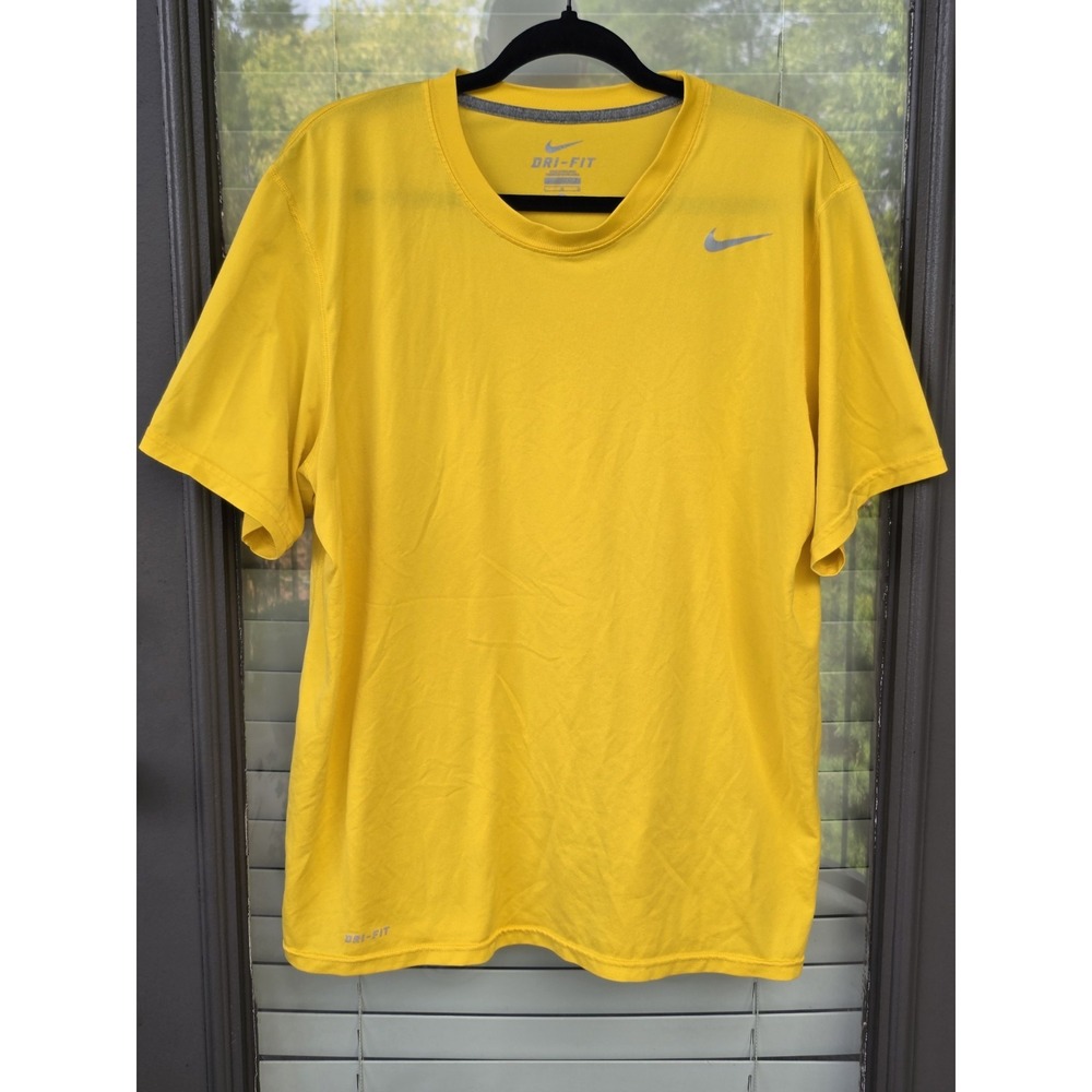 Nike Dri Fit Short Sleeve Yellow Athletic Shirt Large